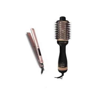 Imagem de Kit Gama Keration Bivolt - Escova Modeladora Stylish Brush + Prancha Elegance Led