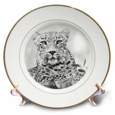 Imagem de 3D Rose cp_238322_1 Prato de porcelana jaguar preto e branco, 20 cm