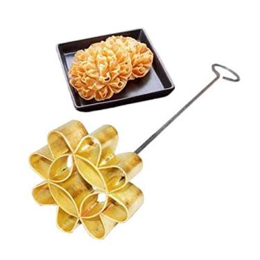 Imagem de Dok Jok Molde de latão tailandês crocante flor de lótus biscoitos de girassol biscoito flor de lótus 10 cm (grande)