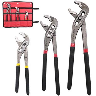 Imagem de Glarks Conjunto de alicates de junção de ranhura, 3 peças, alicates de bomba de água ajustáveis de 12 polegadas, 10 polegadas, 20 cm, 20 cm, alicate bomba de água para porcas, parafusos, bombas de água e tubos