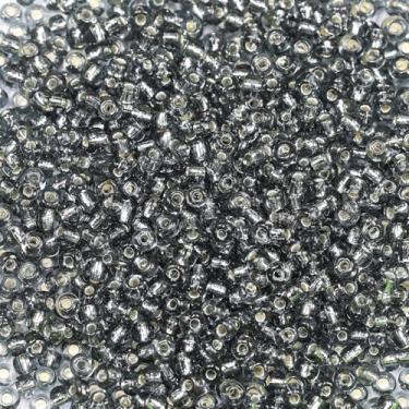 Imagem de Bala&Fillic Grânulos de semente de 4 mm com forro de prata cinza, cerca de 1200 peças/100 gramas no saco, 6/0 contas de vidro para artesanato para fazer pulseira e colar (cinza forrado com prata)