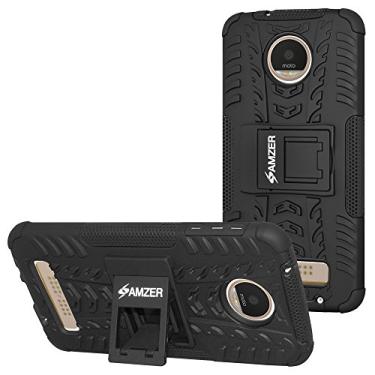 Imagem de AMZER Capa protetora híbrida de camada dupla fina à prova de choque para Motorola Moto Z Play - Preta