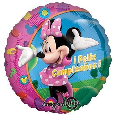 Imagem de Anagram Balão de alumínio Minnie Feliz Cumpleanos, 45,72 cm, multicolorido