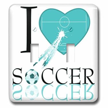 Imagem de 3dRose lsp_101404_2 Interruptor duplo I Love Soccer in Turquesa, multicolorido