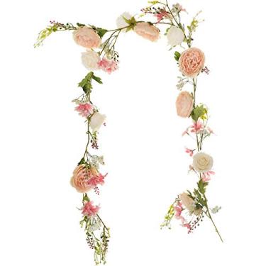 Imagem de Lvydec Guirlanda de Flores de Peônia Artificial de 2 Pacotes – 6 Pés de Seda Peônia Champanhe Flor Guirlanda Arco Flor Videira para Decoração de Mesa de Festa de Casamento (2, Champanhe)