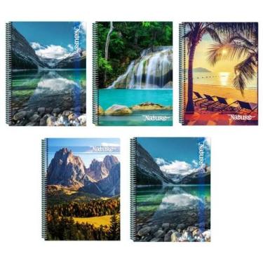 Imagem de Kit 5 Caderno Natureza 96 Folhas Arame Capa Dura Reforçado - Maxima ca