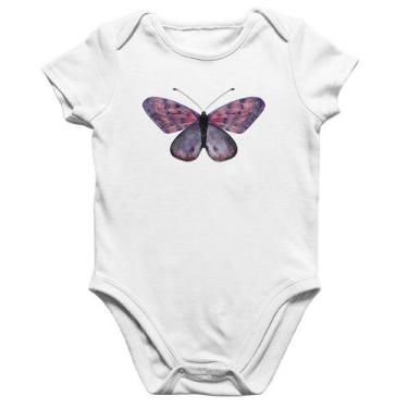 Imagem de Body Bebê Algodão Borboleta Lilás - Foca na Moda, Branco, P