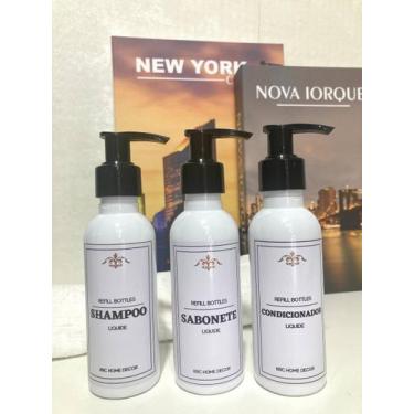 Imagem de Kit Frasco para Viagem Shampoo Condicionador Sabonete 120ml - krc Home