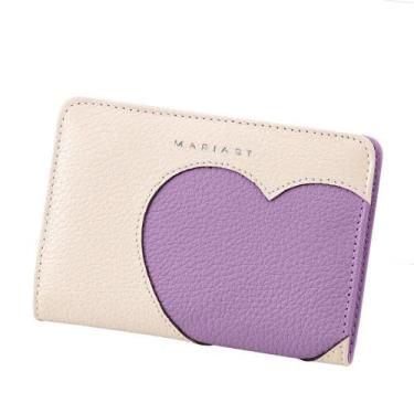 Imagem de Carteira de Couro Mariart 669 - Love, Love & Love, Off white, Violeta