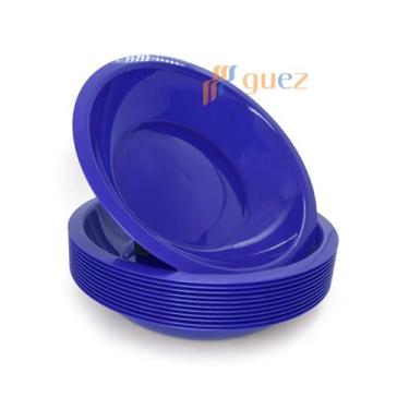 Imagem de Kit 200 prato escolar azul bic 600ml em polipropileno merenda lanches 