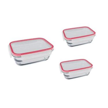 Imagem de Kit 3 Potes Herméticos Retangular de vidro Jolitex - MEK Jolitex