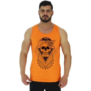 Imagem de Regata Clássica Masculina MXD Conceito World Skull, Laranja, M