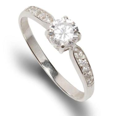 Imagem de Anel Solitário Noivado/namoro Zirconia Prata 925 - CLARA CENTER JÓIAS,