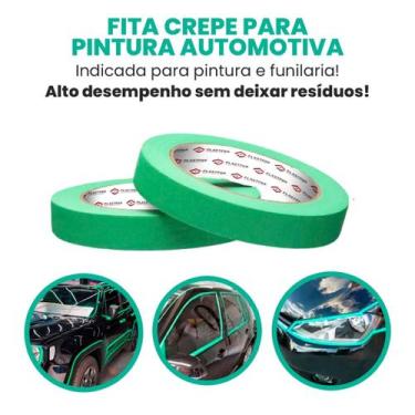 Imagem de Kit Fita Crepe Adesiva Automotiva Fina Verde 18mm x 40m - 15 Rolos - S
