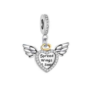 Imagem de MiiFort Pingente de asa de anjo de coração Freedom in Love compatível com pulseiras Pandora Charms, One Size, Cobre, Sem Pedra Preciosa