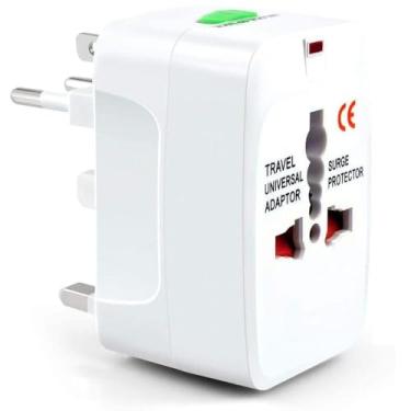 Imagem de Kit 2 Adaptador Universal de Tomadas para Viagem, 150 Países, com Protetor Contra Surtos, Bivolt EUA UK JP AU EU