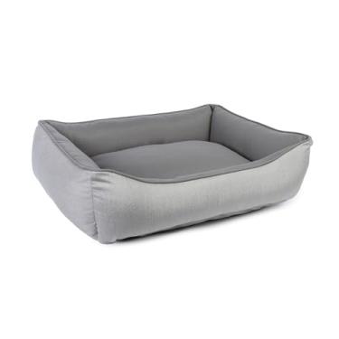 Imagem de Sunbrella Cama dupla face reversível para ambientes externos/internos, com amortecedor 51 x 66 x 20 cm, pequena, cinza claro/cinza escuro