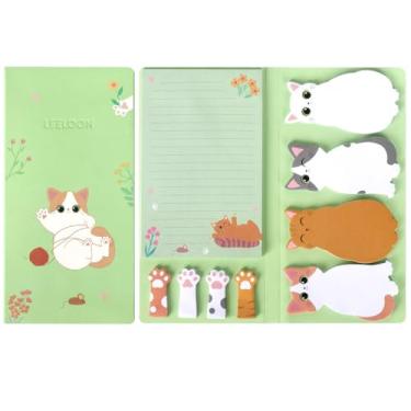 Imagem de Conjunto de notas adesivas de gato, 360 folhas fofas de desenho animado, animal, gato, blocos de notas com tema de gato, marcadores de página de pata de gato, abas adesivas para amantes de gatos,