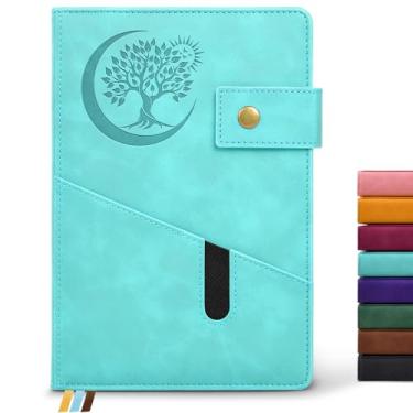 Imagem de PAIBAS Caderno de diário em branco, caderno de desenho A5 de couro de capa dura com 200 páginas, papel branco grosso para homens e mulheres, diário de desenho e escrita sem forro, caderno liso de 15 x