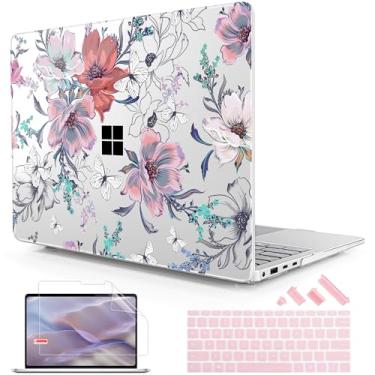Imagem de Lepeoac Capa para laptop Microsoft Surface de 13,9 polegadas, Windows 11 Copilot+ PC 2024, 7ª edição, tela sensível ao toque, capa rígida de plástico com capa de teclado e protetor de tela, floral