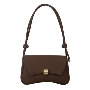 Imagem de Bolsa Meia Lua Feminina Tote De Ombro Pequena Sofisticada Baguete Estilosa Passeio (Marrom)