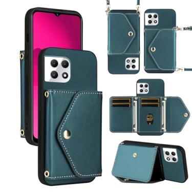 Imagem de Dswteny Capa carteira para T-Mobile Revvl 7 5G com cordão de pulso alça de ombro flip bolsa, suporte para cartão de crédito capa para celular Tmobile Revvl7 T Mobile Revel Tmo Revell Rebel mulheres