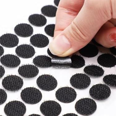 Imagem de Fecho de Contato Adesivo Redondo, 15mm, 200 Pares, Preto