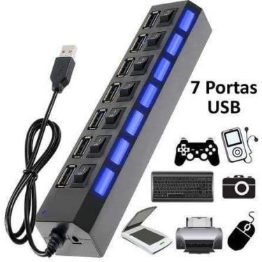 Imagem de Hub Multiuso Conexão de Dados  7 Portas Usb 2.0  - BC BORA COLEGA SHOP
