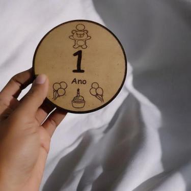 Imagem de Kit 12 plaquinhas Mêsversário Bebês em MDF 10x10cm  Personalizado Infa