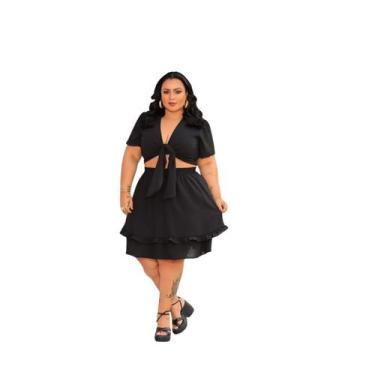 Imagem de Cropped e Saia Curta forrada - Reyn Store, Preto, G2