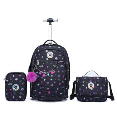 Imagem de Kit Escolar Mochila Yupe Resistente Menina Espaçosa Lancheira Estojo Rodinhas-Feminino