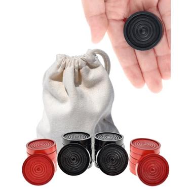 Imagem de WE Games Apenas peças de damas, peças de jogo de tabuleiro de madeira, 24 peças empilháveis vermelhas e pretas para jogadores com um saco de armazenamento com cordão, peças de jogo de gamão versáteis