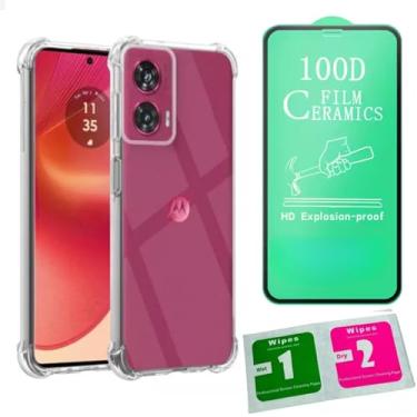 Imagem de [GL CASES] Capa Edge 50 Fusion Capinha moto edge 50 fusion Anti Impacto Case De Silicone Transparente Proteção Câmera + Película Motorola Moto Edge 50 Fusion Cerâmica QUE NÃO QUEBRA Cobertura Total