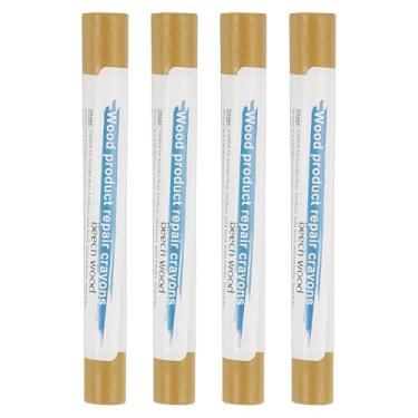 Imagem de PATIKIL Giz de cera para reparo de móveis, 4 peças de cera de madeira, gizes de cera de madeira para arranhões, mesas de furos de piso de madeira, faia