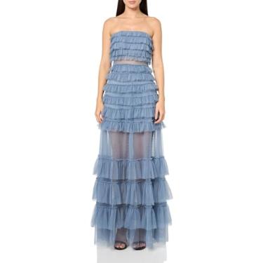 Imagem de Speechless Vestido de festa longo sem mangas com babados, Cinza azul, 9