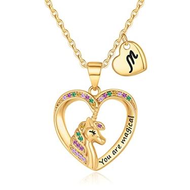 Imagem de Colar de unicórnio para meninas, presente de aniversário para meninas, filha, neta, sobrinha, sem manchas, sem reações para pele sensível, hipoalergênico, M., Latão, Zircônia cúbica