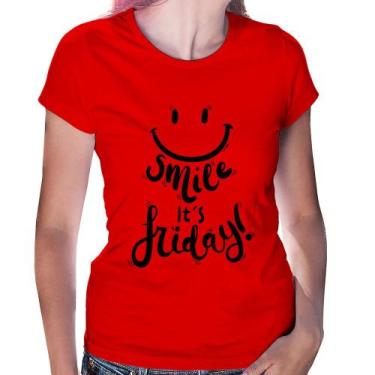 Imagem de Baby Look Smile, It's Friday! - Foca na Moda, Vermelho, GG
