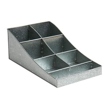 Imagem de Mind Reader Estação de copos e condimentos, organizador de bancada, café, metal galvanizado, 21,6 cm C x 36,8 cm L x 13,3 cm A, prata