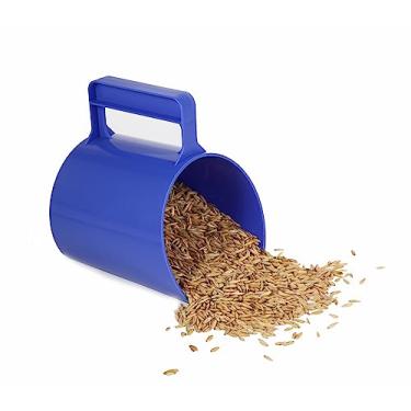 Imagem de NRTFE Pá de ração - Colher de grão para cavalo, plástico resistente, grande colher de comida para cães grandes, 1,8 litros/7,2 xícaras (azul)