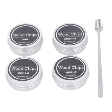 Imagem de Fichas de Madeira para Fumante de Coquetel, Conjunto de 4 Sabores, Carvalho de pecã de maçã Cereja para Churrasco e Bebidas Defumadas