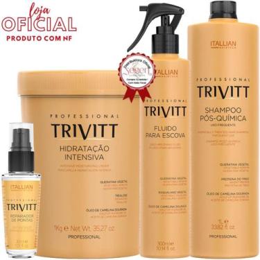 Imagem de Trivitt - Shampoo 1L+Hidratação 1Kg+Fluido Escova+Reparador - Itallian