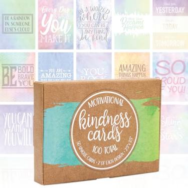 Imagem de Global Printed Products Cartões motivacionais: 100 cartões inspiradores, bondade, motivacionais e citações. Tamanho do cartão de visita - 6,3 x 9 cm (Aquarela - Pacote com 100)