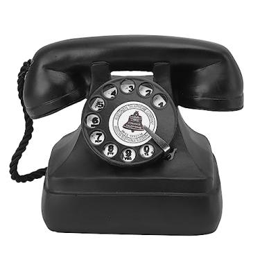 Imagem de GRCFUMO Modelo de telefone decorativo retrô grande, decoração de telefone com discagem retrô criativa, estatueta de telefone antigo modelo de decoração de janela de bar de café (-13)