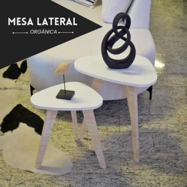 Imagem de Kit Mesa Orgânica Tripe de Canto Decorativa Sala Apoio - Kelan, Branco