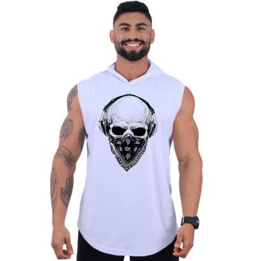 Imagem de Regata Longline com Touca Masculina MXD Conceito Caveira Gangster, Bra
