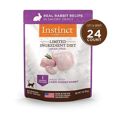Imagem de Ingrediente limitado Instinct Diet Grain Free Real Rabbit Recipe Topper de comida de gato molhada natural, 3 onças (pacote com 24)