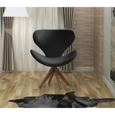 Imagem de Poltrona Isis Cadeira Giratória Pé de Madeira Decoração, Sala, Escritório, Recepção