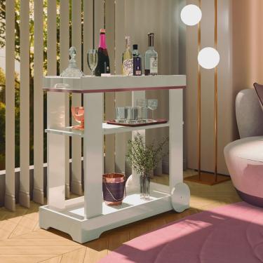 Imagem de Carrinho Bar com Rodizios com Fita Metalizada Rodas