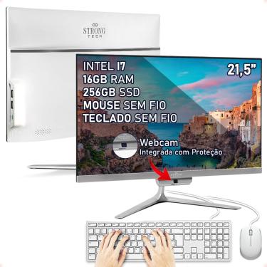 Imagem de Computador Completo All In One Intel Core i7 21,5 16GB ssd 256GB Teclado e Mouse Strong Tech