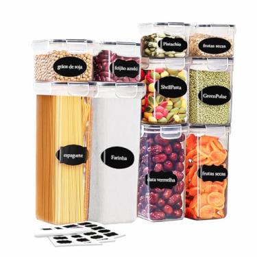 Imagem de Kit 10 Potes Tampa Hermético Porta Alimentos Mantimentos Armário Cozinha (KIt 10)